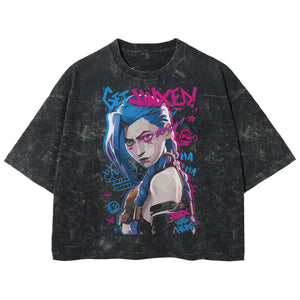Playera streetwear premium de anime y gaming ExtraLife MX, corte boxy deluxe mineral wash heavyweight en color Acid Wash, moda urbana mexicana de culto.