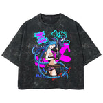 Playera streetwear premium de anime y gaming ExtraLife MX, corte boxy deluxe mineral wash heavyweight en color Acid Wash, moda urbana mexicana de culto.