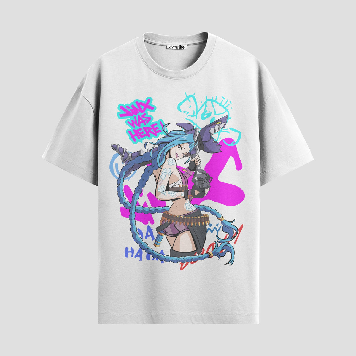 Playera urbana de anime y gaming ExtraLife MX, corte Classic Premium unisex ligero y transpirable en color Deep Black y Pure White, ropa de uso diario para gym y casual.