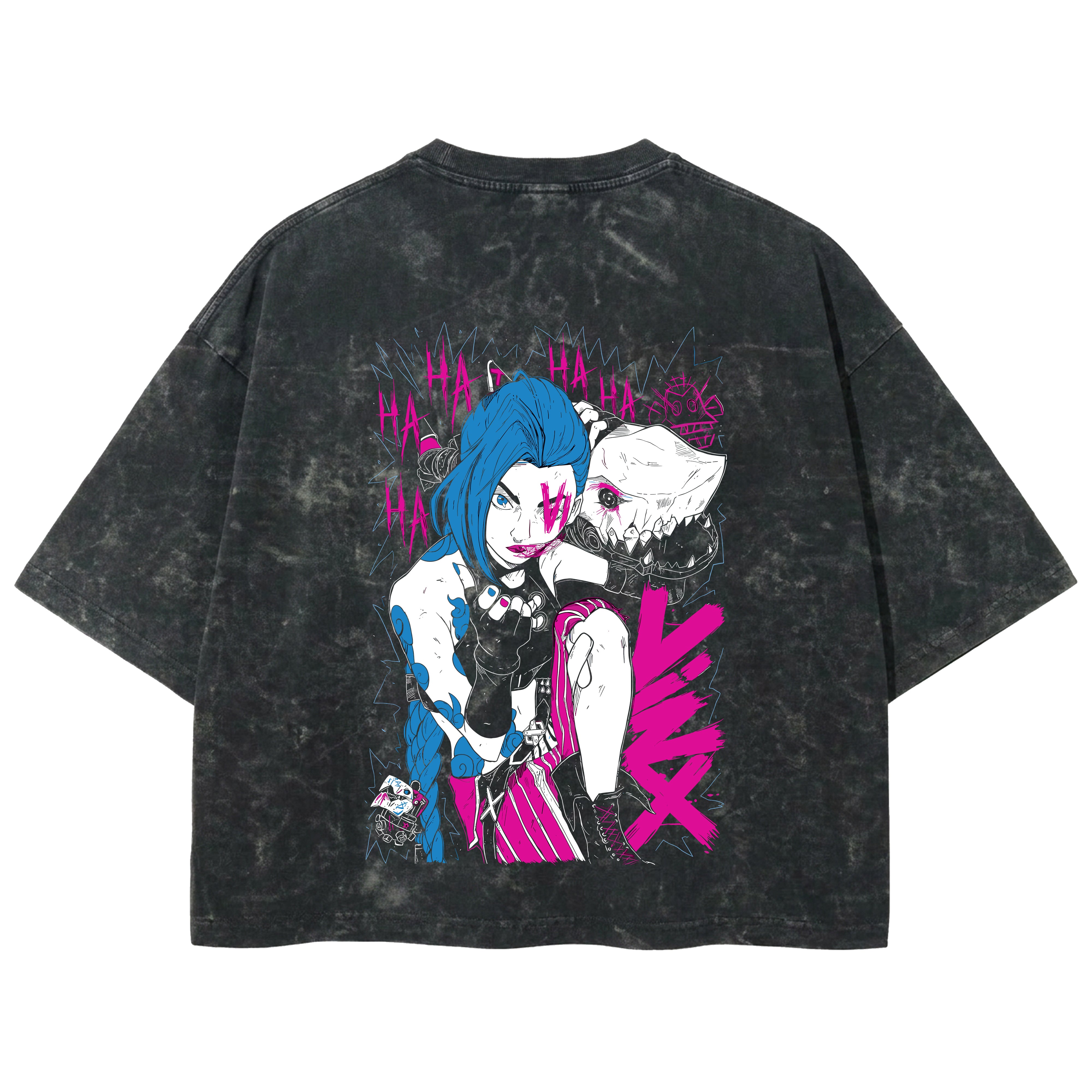 Playera streetwear premium de anime y gaming ExtraLife MX, corte boxy deluxe mineral wash heavyweight en color Acid Wash, moda urbana mexicana de culto.