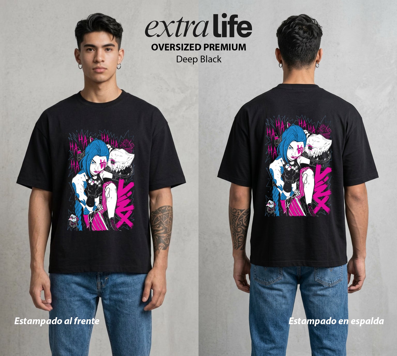 La Ciudad Dividida | La Artista del Boom #00146 - Playera Oversized Premium | Deep Black - Foto en modelo