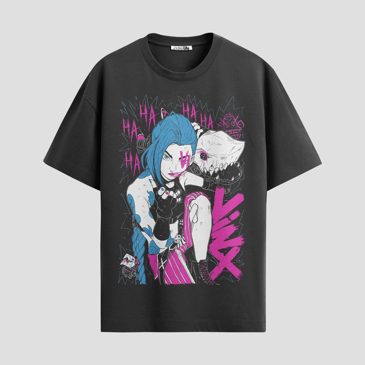 Playera urbana de anime y gaming ExtraLife MX, corte Classic Premium unisex ligero y transpirable en color Deep Black y Pure White, ropa de uso diario para gym y casual.