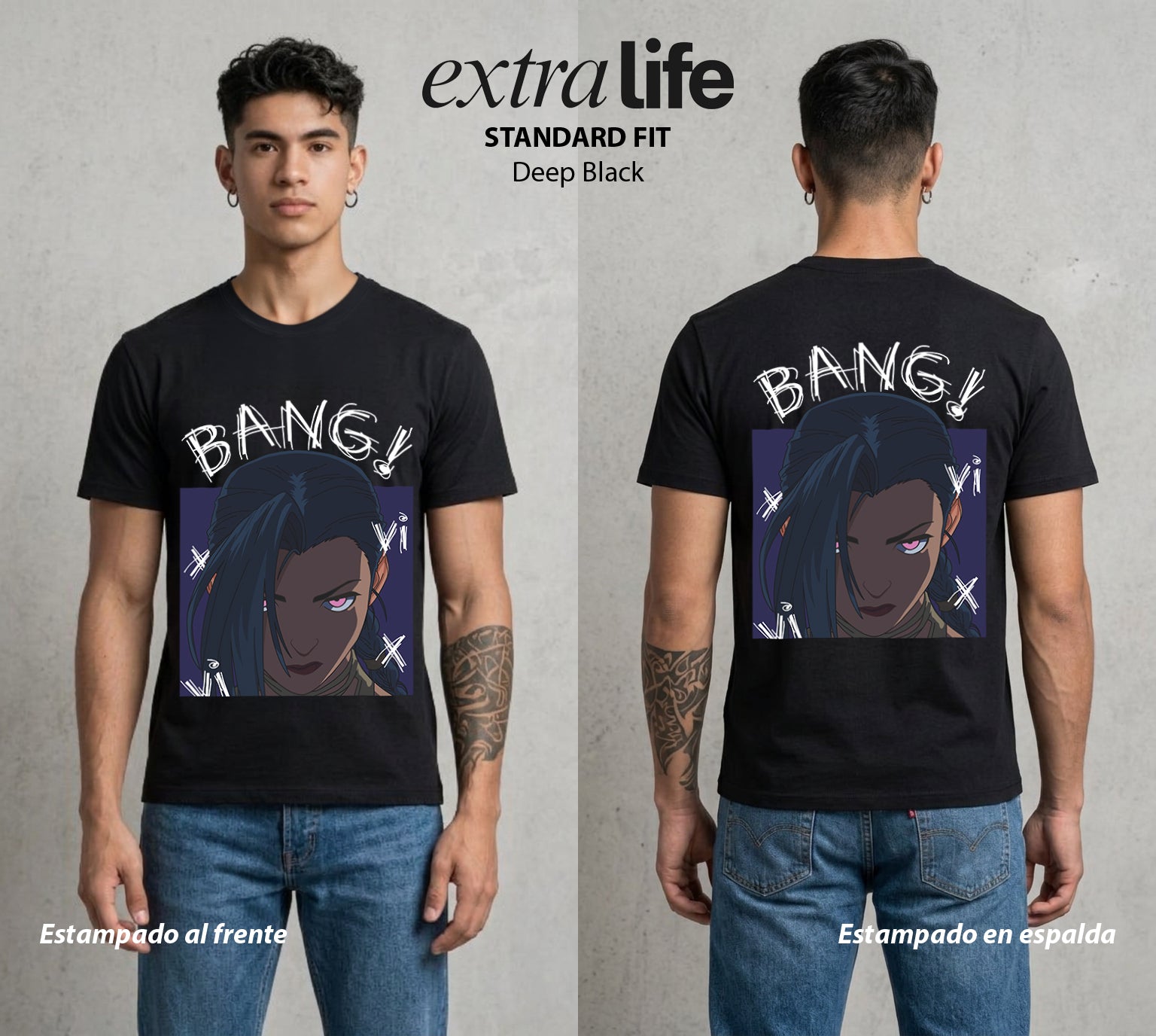La Ciudad Dividida | El Caos Colorido #00147 - Playera Standard Fit | Deep Black - Foto en modelo