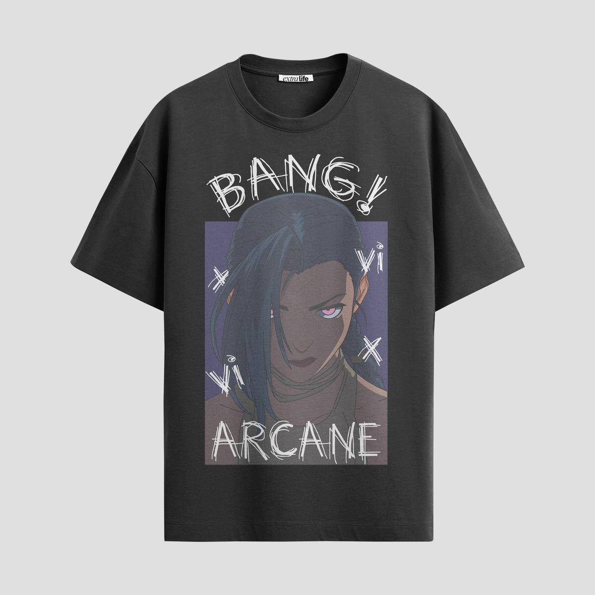 Playera urbana de anime y gaming ExtraLife MX, corte Classic Premium unisex ligero y transpirable en color Deep Black y Pure White, ropa de uso diario para gym y casual.