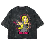 Playera streetwear premium de anime y gaming ExtraLife MX, corte boxy deluxe mineral wash heavyweight en color Acid Wash, moda urbana mexicana de culto.