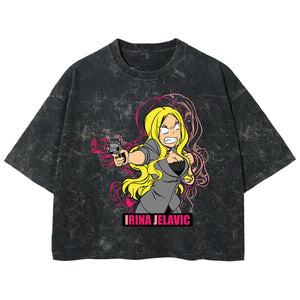 Playera streetwear premium de anime y gaming ExtraLife MX, corte boxy deluxe mineral wash heavyweight en color Acid Wash, moda urbana mexicana de culto.