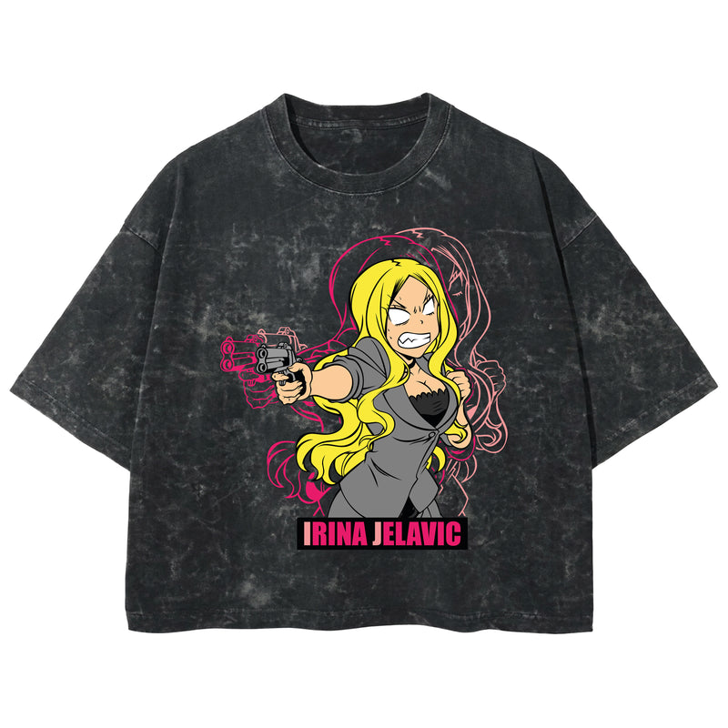 Playera streetwear premium de anime y gaming ExtraLife MX, corte boxy deluxe mineral wash heavyweight en color Acid Wash, moda urbana mexicana de culto.