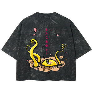 Playera streetwear premium de anime y gaming ExtraLife MX, corte boxy deluxe mineral wash heavyweight en color Acid Wash, moda urbana mexicana de culto.