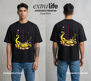 La Clase del Pulpo | El Maestro Tentacular #00150 - Playera Oversized Premium | Deep Black - Foto en modelo
