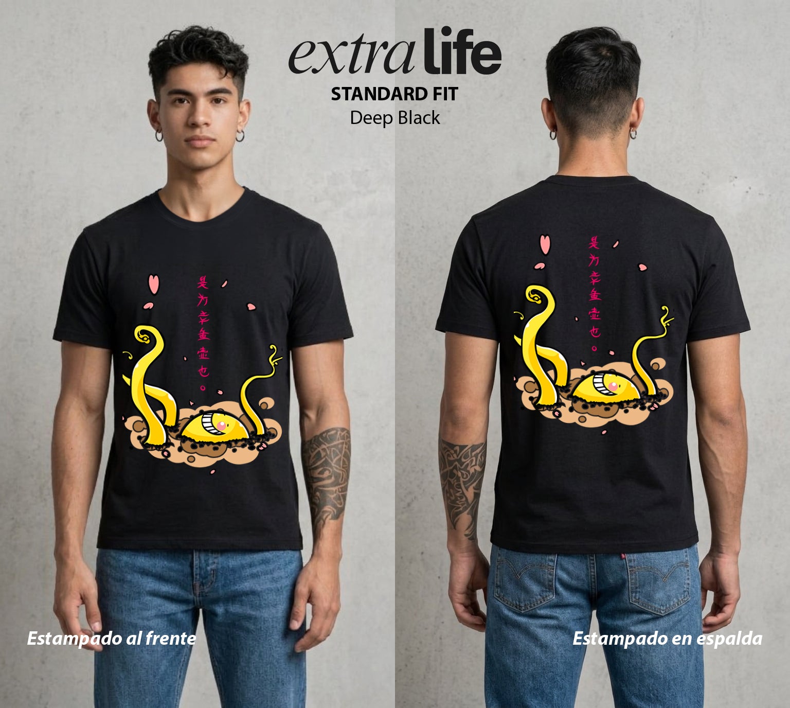 La Clase del Pulpo | El Maestro Tentacular #00150 - Playera Standard Fit | Deep Black - Foto en modelo