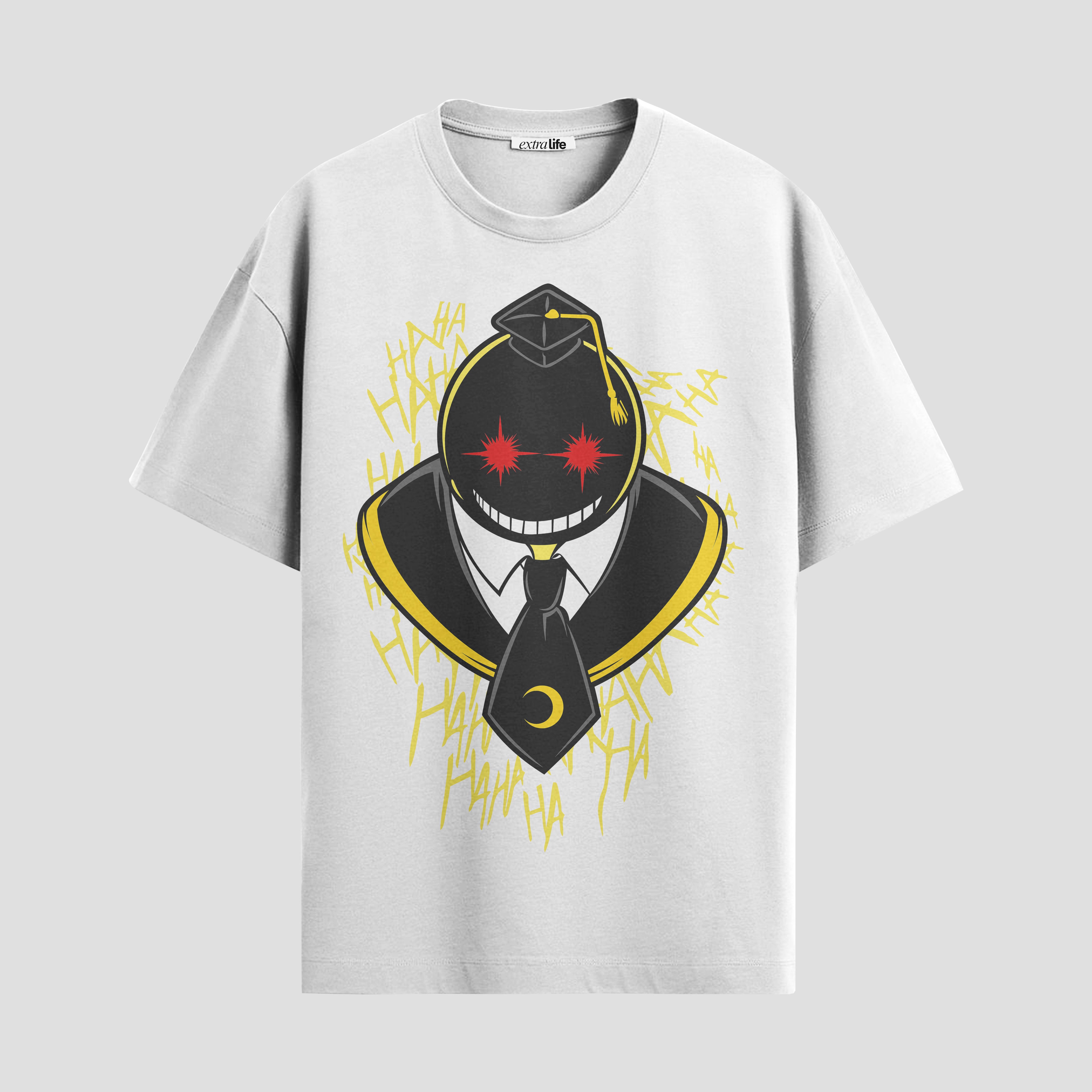 Playera urbana de anime y gaming ExtraLife MX, corte Standard Fit unisex ligero y transpirable en color Deep Black y Pure White, ropa de uso diario para gym y casual.