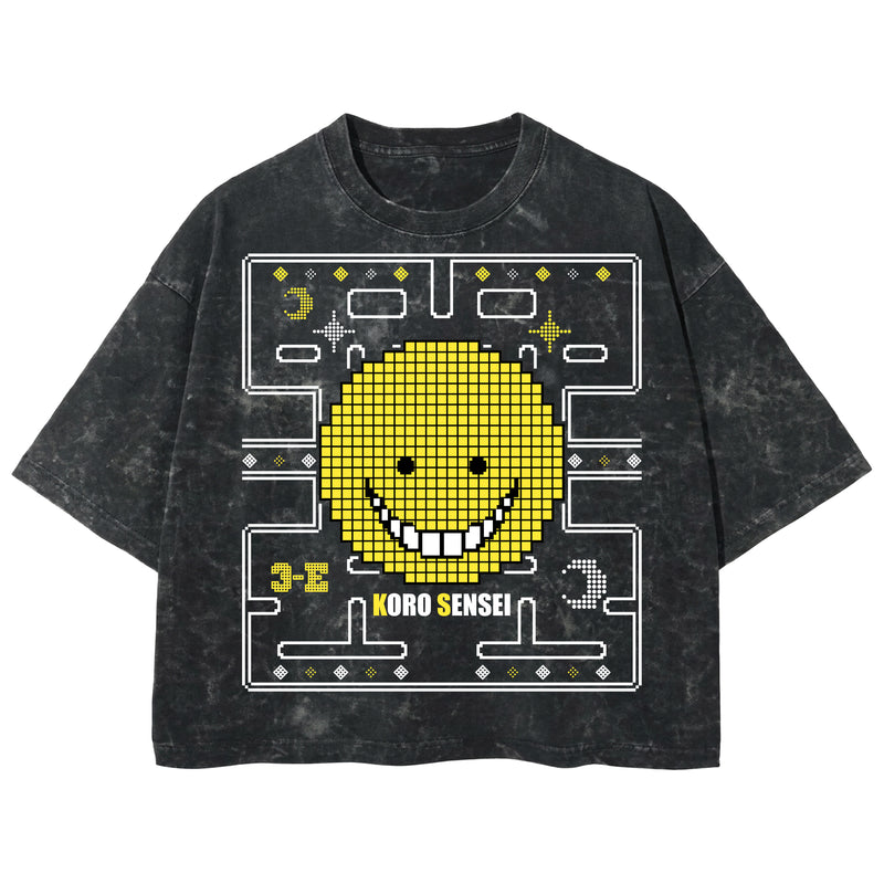 Playera streetwear premium de anime y gaming ExtraLife MX, corte boxy deluxe mineral wash heavyweight en color Acid Wash, moda urbana mexicana de culto.