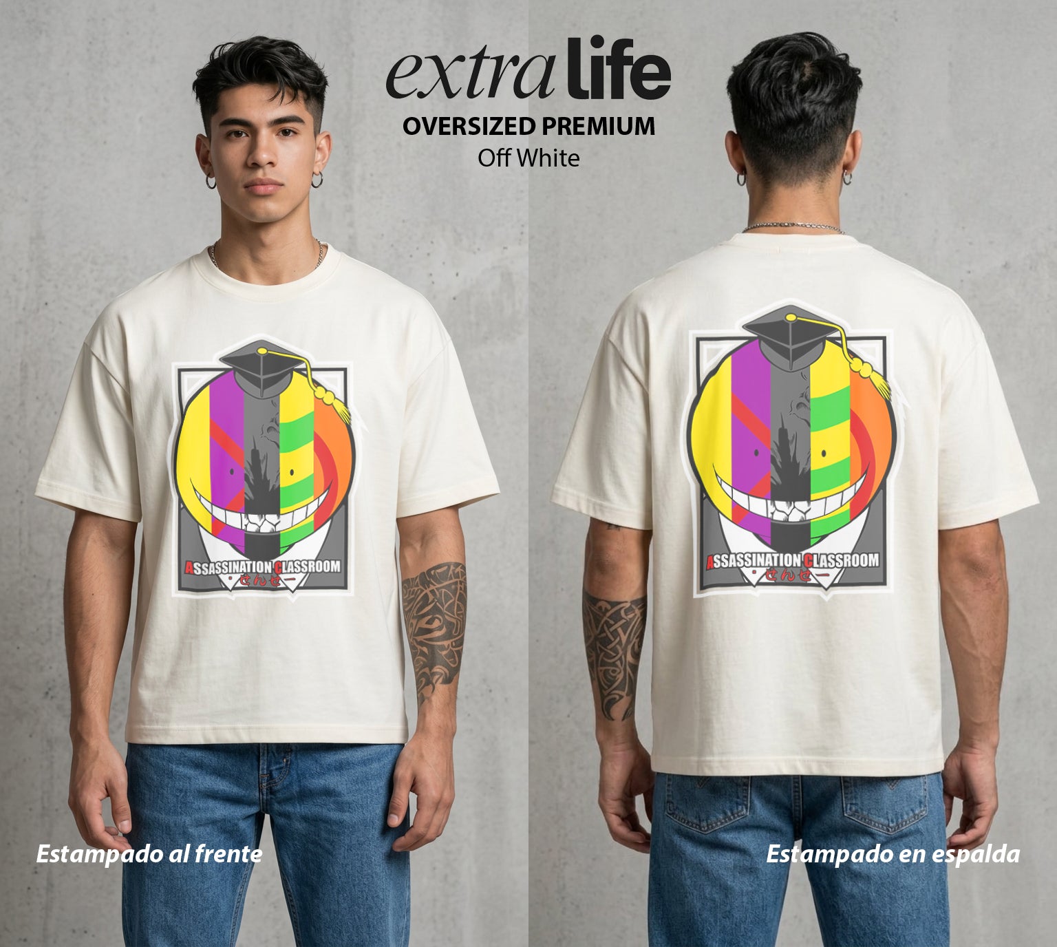La Clase del Pulpo | El Mach 20 del Aula #00153 - Playera Oversized Premium | Off White - Foto en modelo