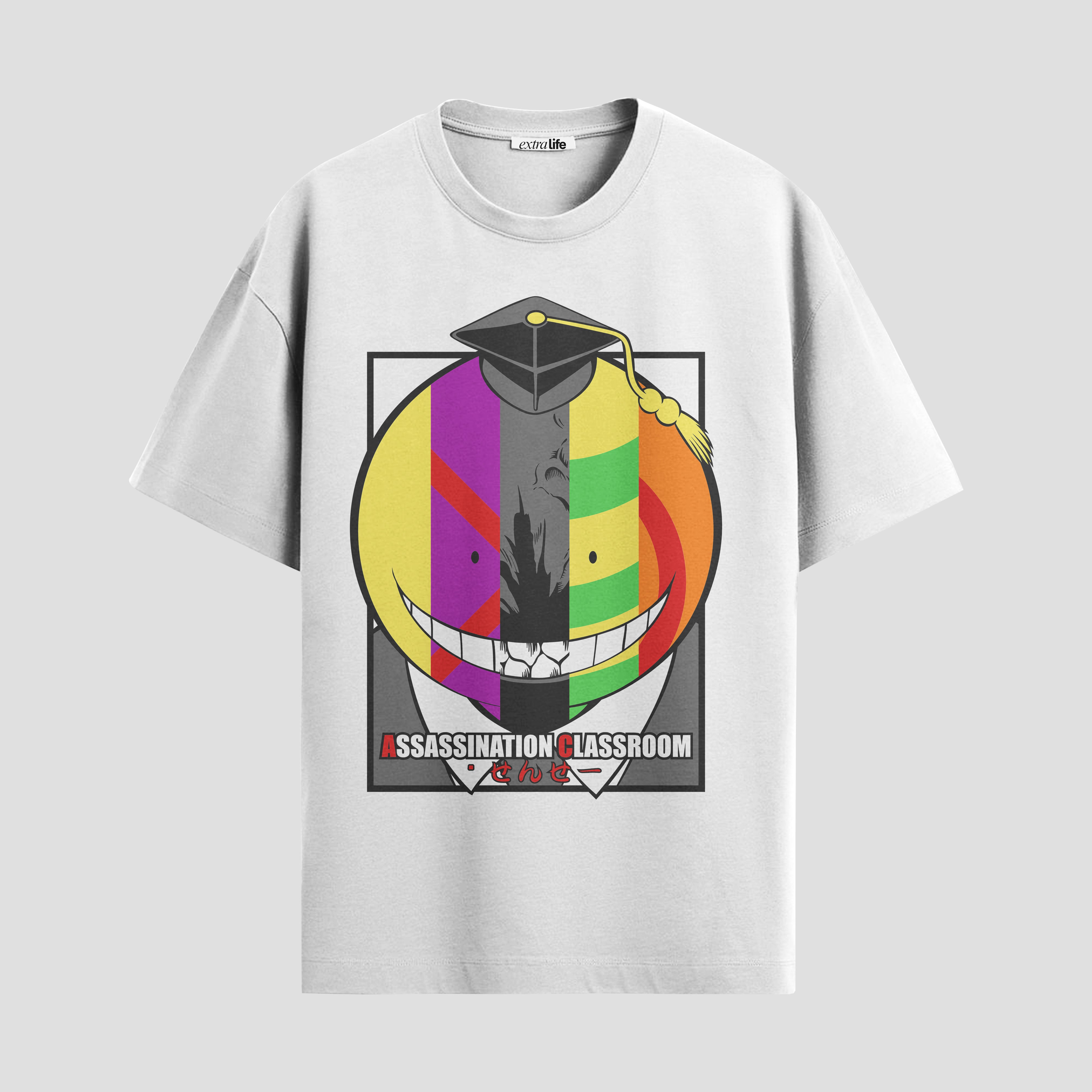 Playera urbana de anime y gaming ExtraLife MX, corte Standard Fit unisex ligero y transpirable en color Deep Black y Pure White, ropa de uso diario para gym y casual.