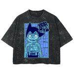 Playera streetwear premium de anime y gaming ExtraLife MX, corte boxy deluxe mineral wash heavyweight en color Acid Wash, moda urbana mexicana de culto.