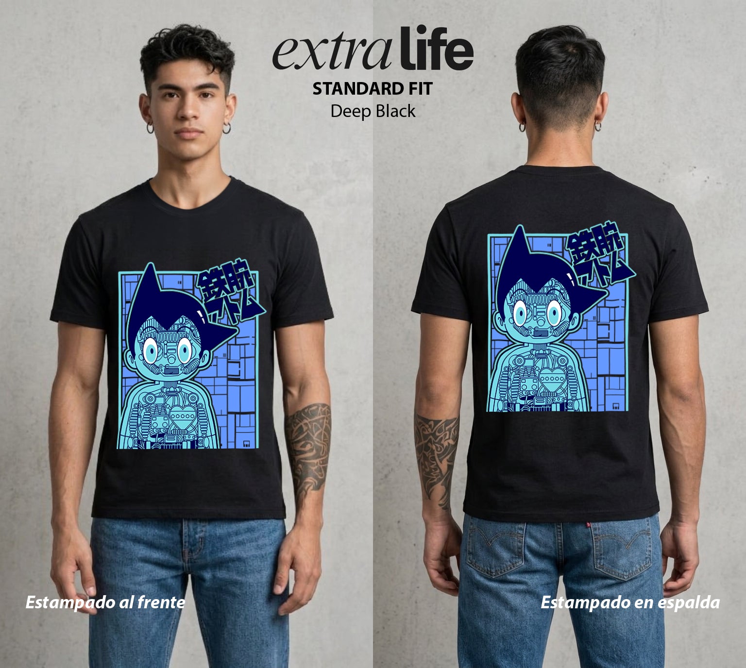 El Nino Robot | El Robot del Futuro #00155 - Playera Standard Fit | Deep Black - Foto en modelo