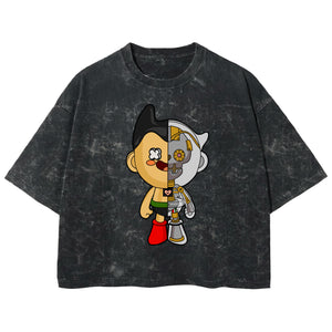 Playera streetwear premium de anime y gaming ExtraLife MX, corte boxy deluxe mineral wash heavyweight en color Acid Wash, moda urbana mexicana de culto.