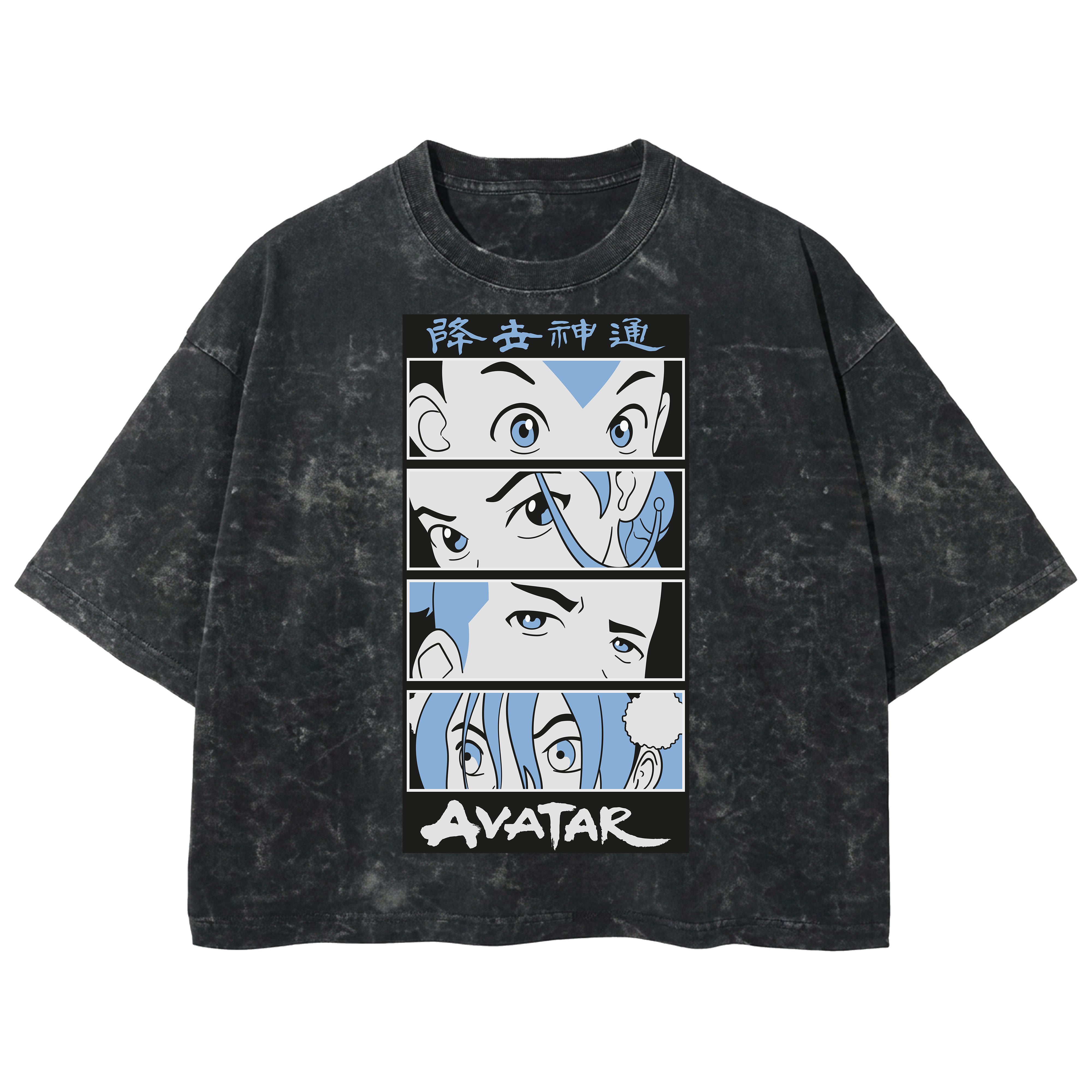 Playera streetwear premium de anime y gaming ExtraLife MX, corte boxy deluxe mineral wash heavyweight en color Acid Wash, moda urbana mexicana de culto.