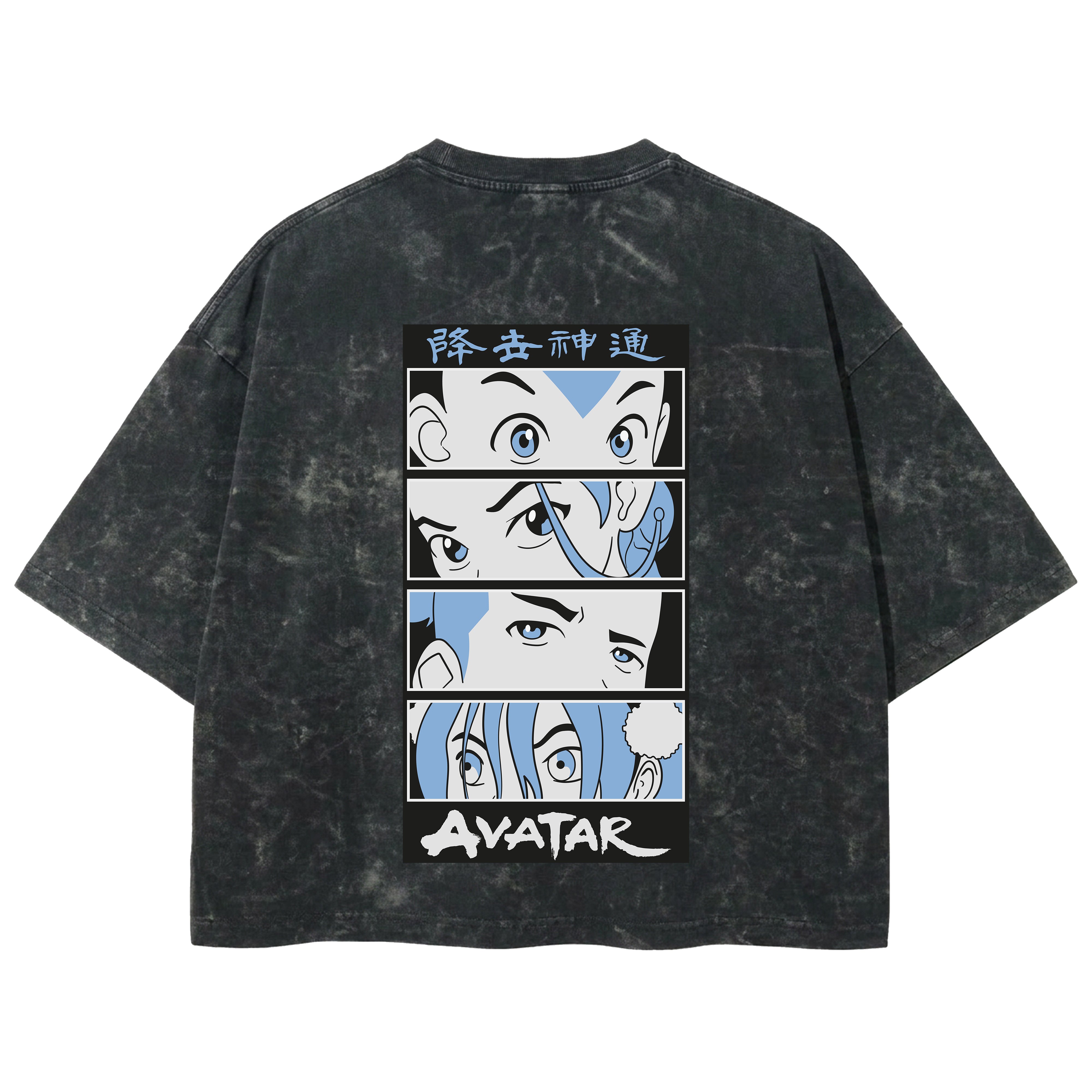 Playera streetwear premium de anime y gaming ExtraLife MX, corte boxy deluxe mineral wash heavyweight en color Acid Wash, moda urbana mexicana de culto.