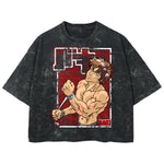 Playera streetwear premium de anime y gaming ExtraLife MX, corte boxy deluxe mineral wash heavyweight en color Acid Wash, moda urbana mexicana de culto.