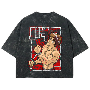 Playera streetwear premium de anime y gaming ExtraLife MX, corte boxy deluxe mineral wash heavyweight en color Acid Wash, moda urbana mexicana de culto.
