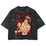 Playera streetwear premium de anime y gaming ExtraLife MX, corte boxy deluxe mineral wash heavyweight en color Acid Wash, moda urbana mexicana de culto.