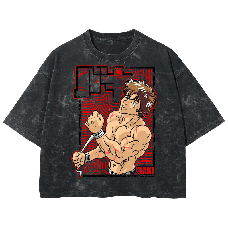 Playera streetwear premium de anime y gaming ExtraLife MX, corte boxy deluxe mineral wash heavyweight en color Acid Wash, moda urbana mexicana de culto.