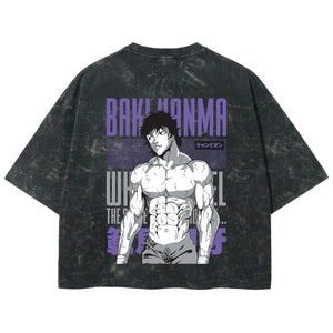 Playera streetwear premium de anime y gaming ExtraLife MX, corte boxy deluxe mineral wash heavyweight en color Acid Wash, moda urbana mexicana de culto.
