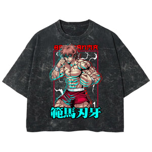 Playera streetwear premium de anime y gaming ExtraLife MX, corte boxy deluxe mineral wash heavyweight en color Acid Wash, moda urbana mexicana de culto.