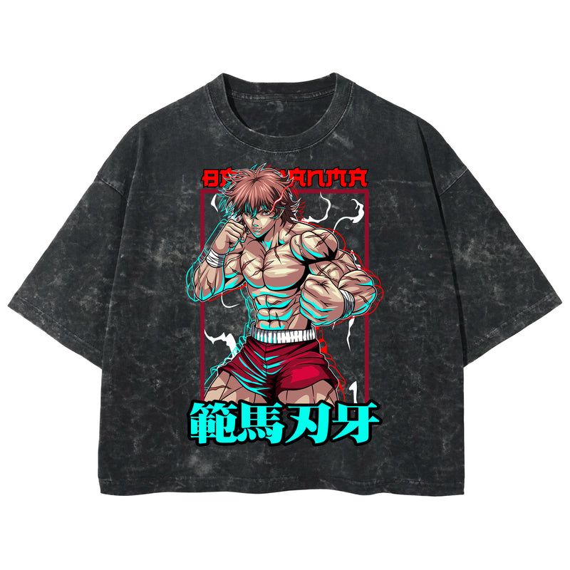 Playera streetwear premium de anime y gaming ExtraLife MX, corte boxy deluxe mineral wash heavyweight en color Acid Wash, moda urbana mexicana de culto.