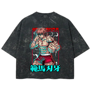 Playera streetwear premium de anime y gaming ExtraLife MX, corte boxy deluxe mineral wash heavyweight en color Acid Wash, moda urbana mexicana de culto.