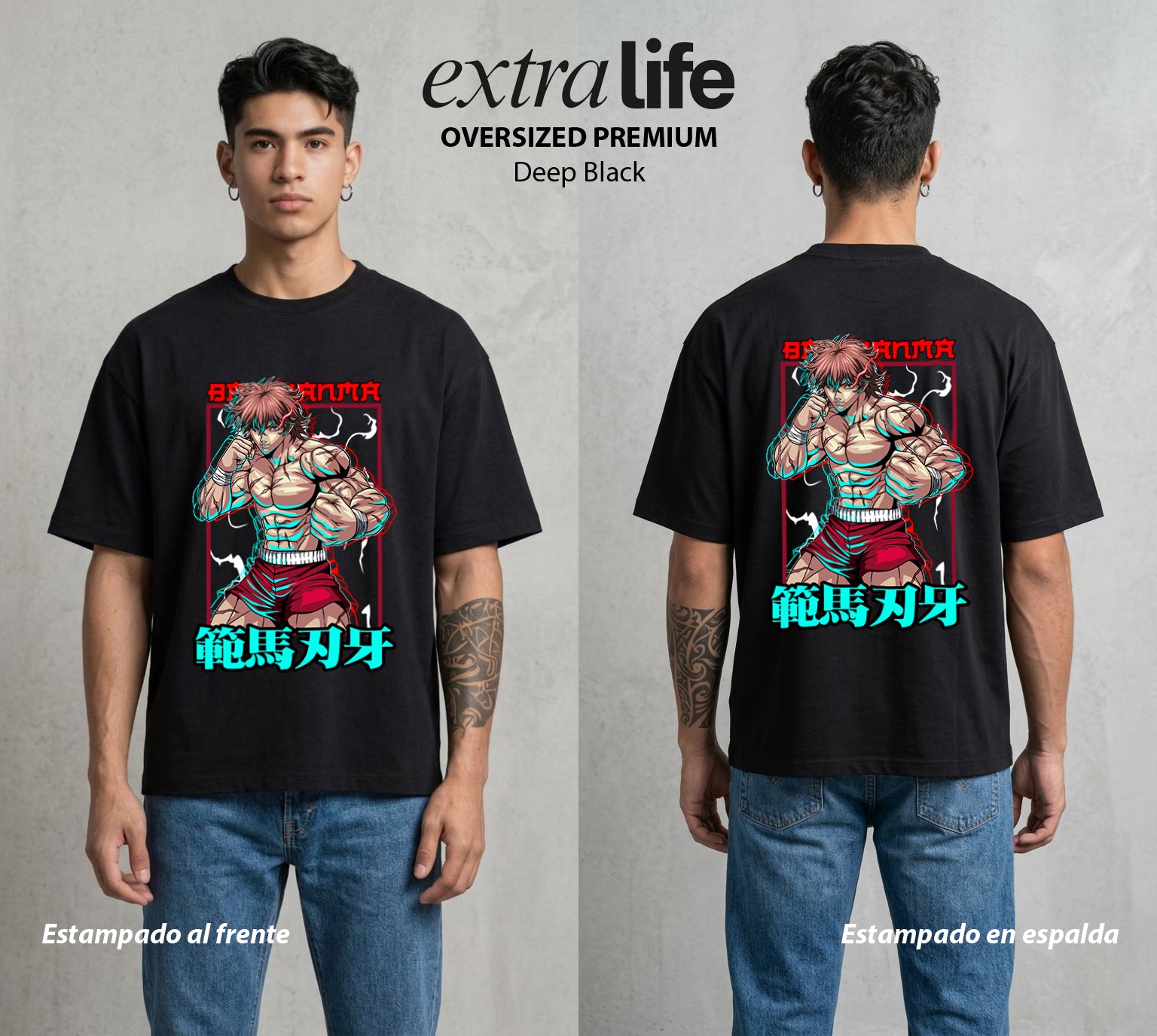 Los Combatientes del Submundo | El Hijo del Ogro #00162 - Playera Oversized Premium | Deep Black - Foto en modelo