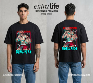Los Combatientes del Submundo | El Hijo del Ogro #00162 - Playera Oversized Premium | Deep Black - Foto en modelo