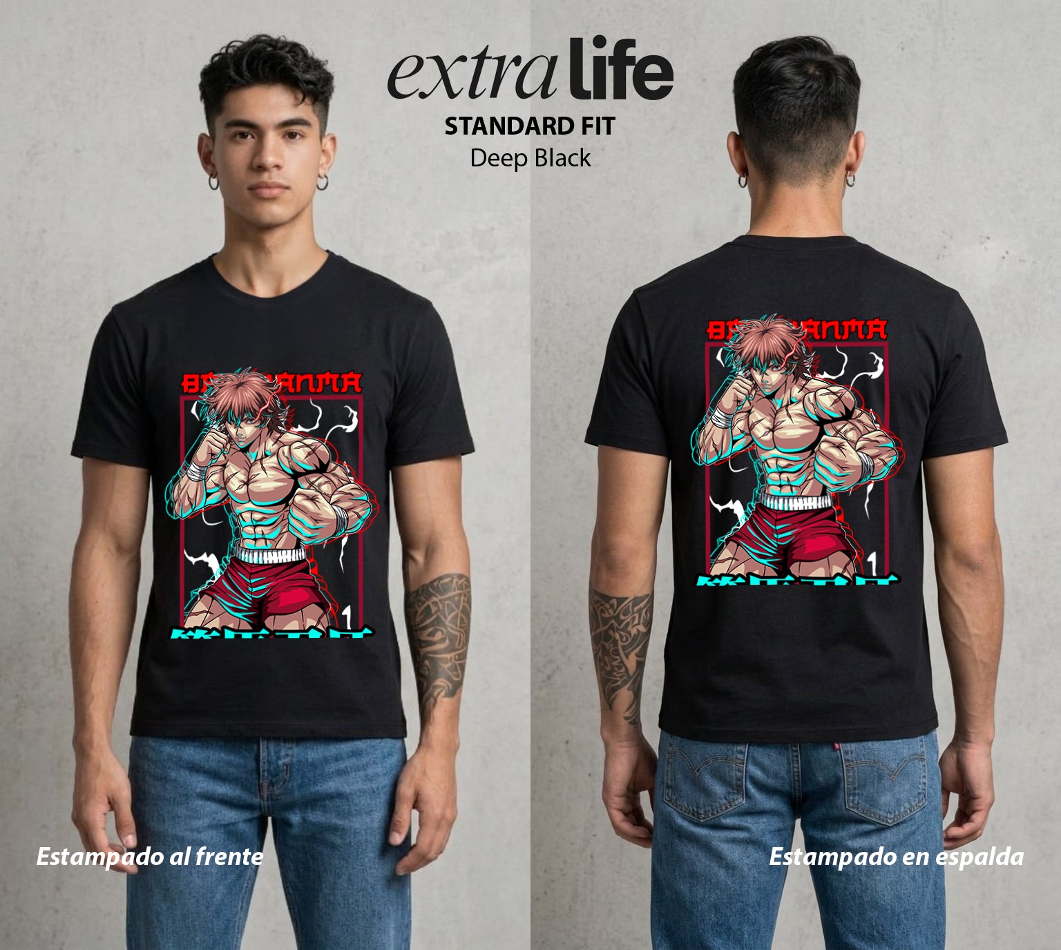 Los Combatientes del Submundo | El Hijo del Ogro #00162 - Playera Standard Fit | Deep Black - Foto en modelo
