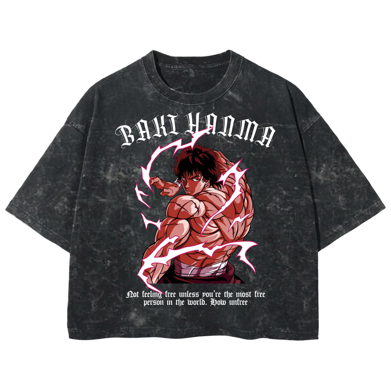 Playera streetwear premium de anime y gaming ExtraLife MX, corte boxy deluxe mineral wash heavyweight en color Acid Wash, moda urbana mexicana de culto.