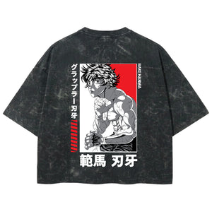 Playera streetwear premium de anime y gaming ExtraLife MX, corte boxy deluxe mineral wash heavyweight en color Acid Wash, moda urbana mexicana de culto.