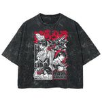 Playera streetwear premium de anime y gaming ExtraLife MX, corte boxy deluxe mineral wash heavyweight en color Acid Wash, moda urbana mexicana de culto.