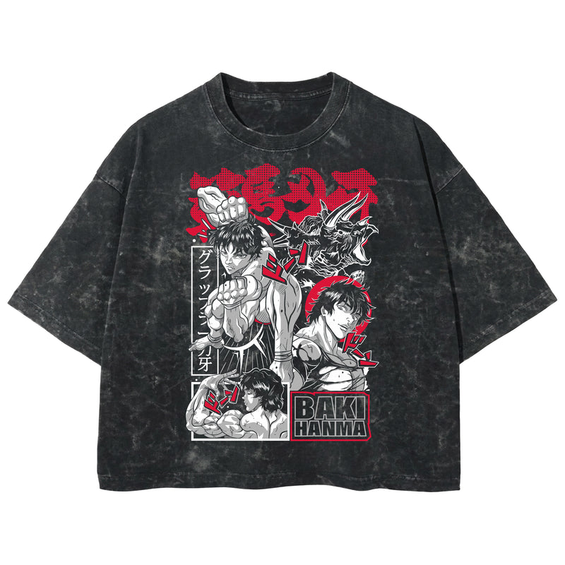 Playera streetwear premium de anime y gaming ExtraLife MX, corte boxy deluxe mineral wash heavyweight en color Acid Wash, moda urbana mexicana de culto.