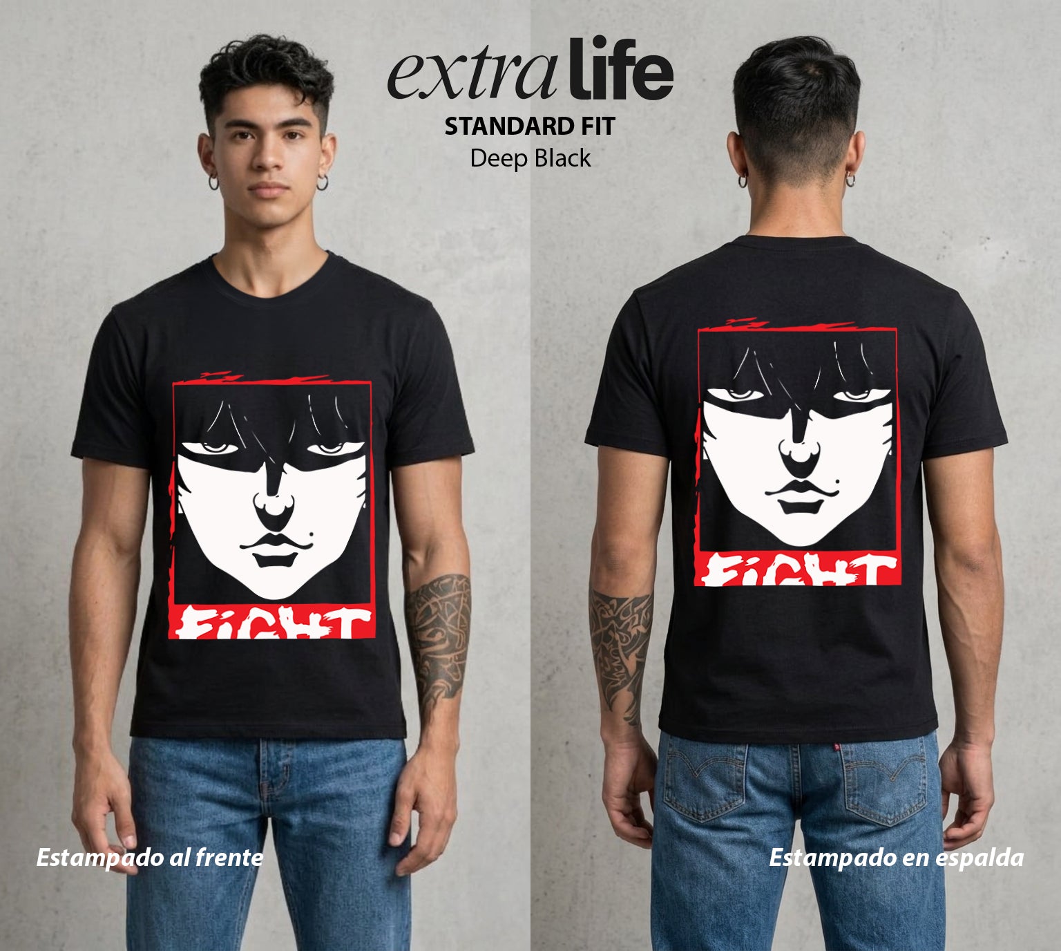 Los Combatientes del Submundo | El Campeon del Pozo #00167 - Playera Standard Fit | Deep Black - Foto en modelo
