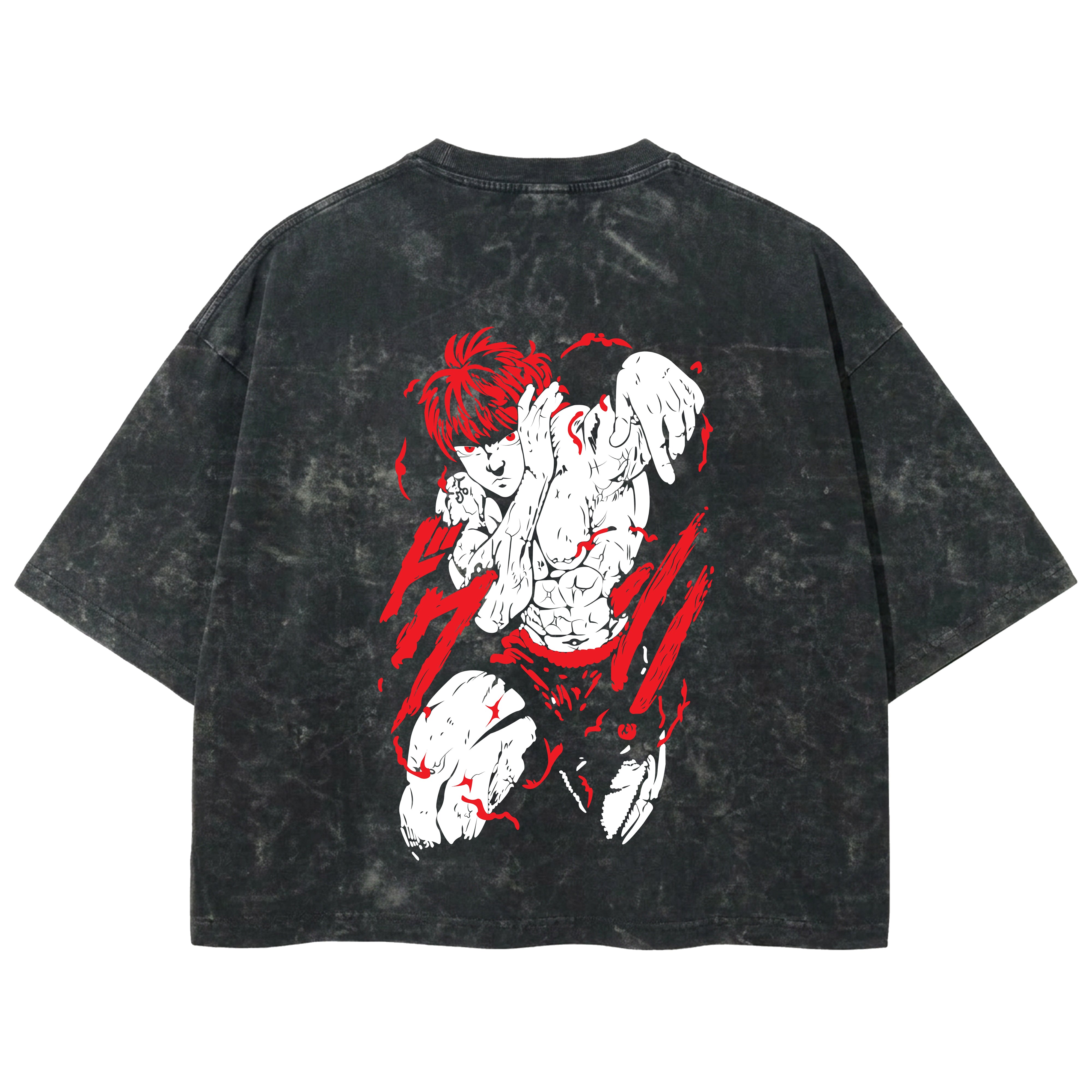 Playera streetwear premium de anime y gaming ExtraLife MX, corte boxy deluxe mineral wash heavyweight en color Acid Wash, moda urbana mexicana de culto.