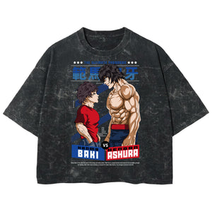 Playera streetwear premium de anime y gaming ExtraLife MX, corte boxy deluxe mineral wash heavyweight en color Acid Wash, moda urbana mexicana de culto.