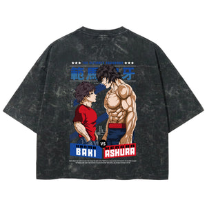 Playera streetwear premium de anime y gaming ExtraLife MX, corte boxy deluxe mineral wash heavyweight en color Acid Wash, moda urbana mexicana de culto.