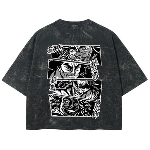 Playera streetwear premium de anime y gaming ExtraLife MX, corte boxy deluxe mineral wash heavyweight en color Acid Wash, moda urbana mexicana de culto.