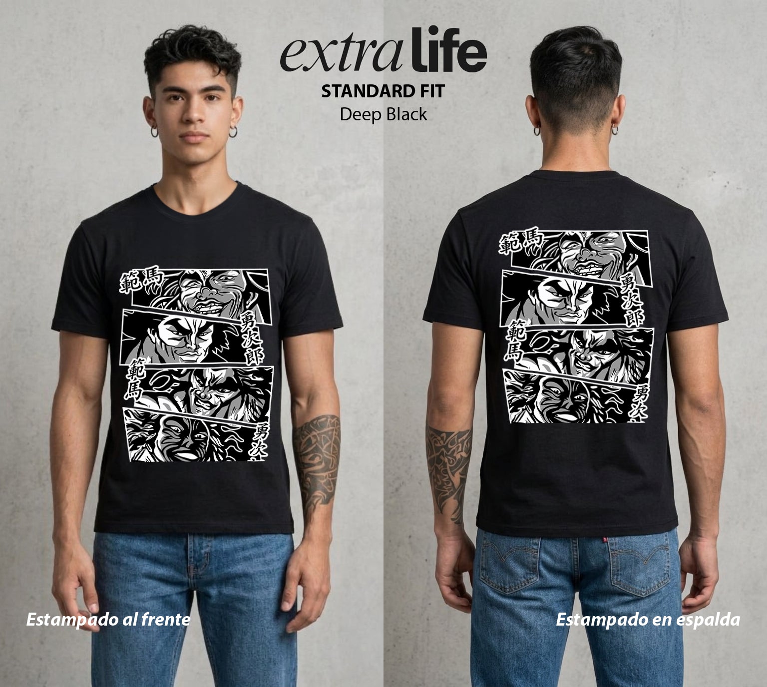 Los Combatientes del Submundo | El Hijo del Ogro #00170 - Playera Standard Fit | Deep Black - Foto en modelo