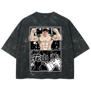 Playera streetwear premium de anime y gaming ExtraLife MX, corte boxy deluxe mineral wash heavyweight en color Acid Wash, moda urbana mexicana de culto.