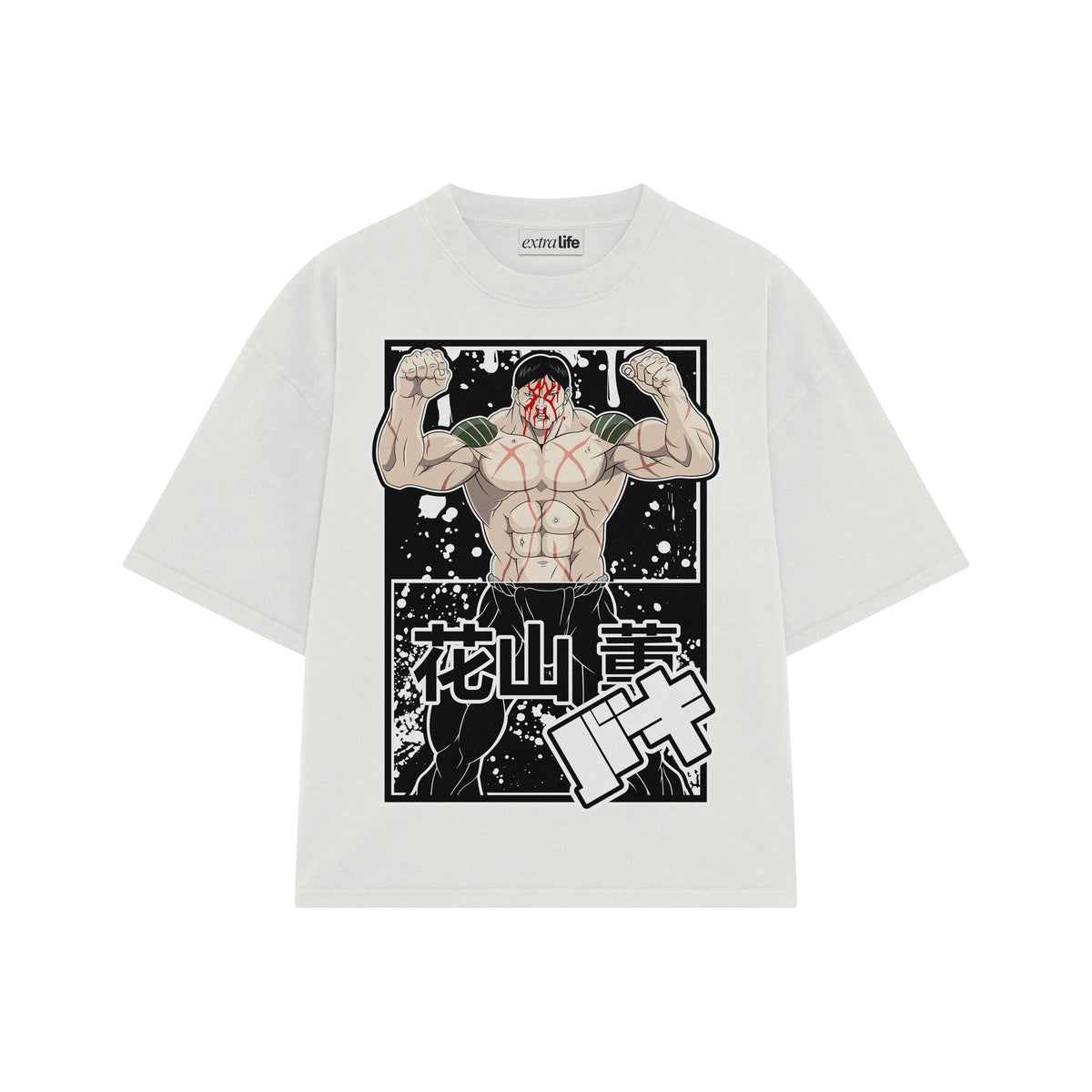 Playera streetwear premium de anime y gaming ExtraLife MX, corte oversized drop shoulder ligero y fresco en color Deep Black y Off-White, moda urbana mexicana de culto.