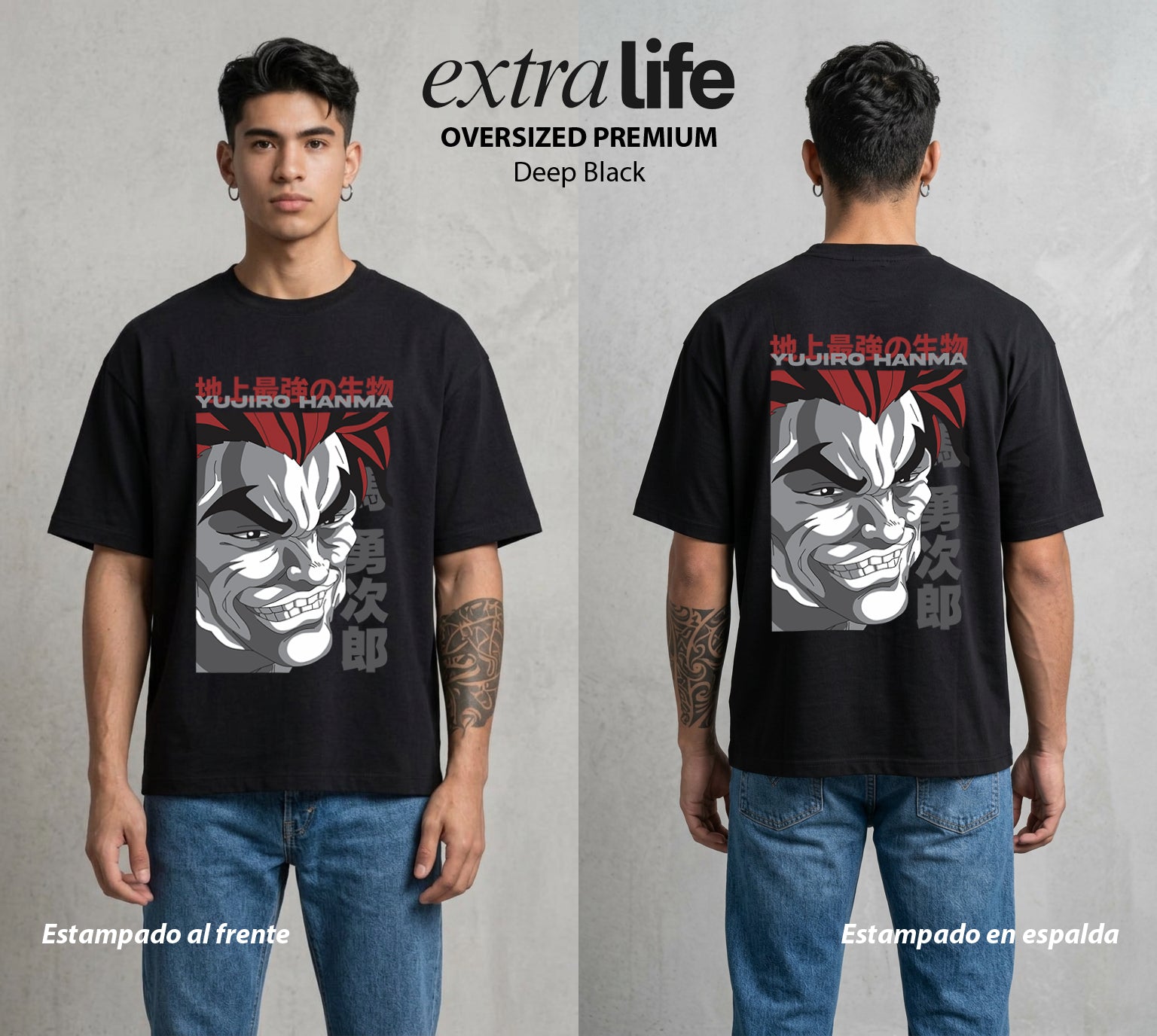 Los Combatientes del Submundo | El Hijo del Ogro #00173 - Playera Oversized Premium | Deep Black - Foto en modelo