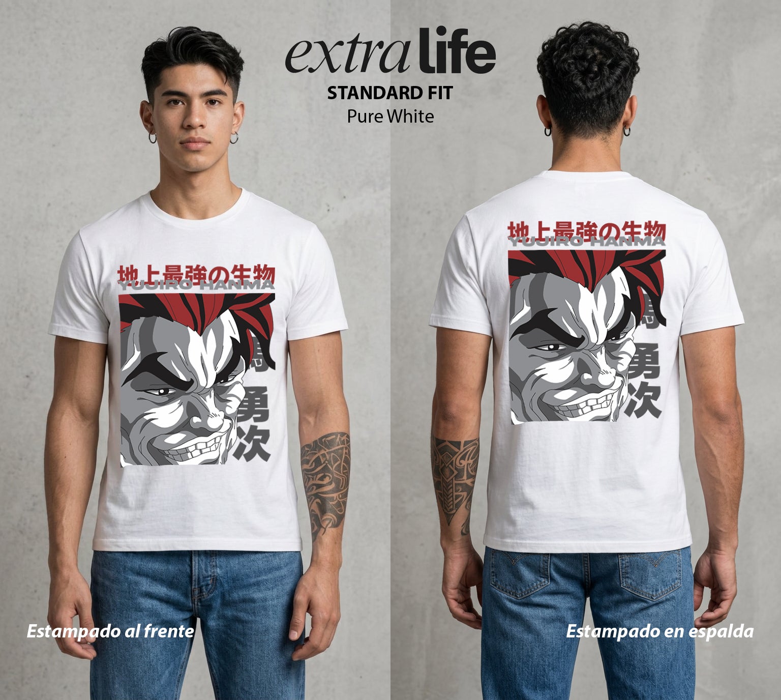 Los Combatientes del Submundo | El Hijo del Ogro #00173 - Playera Standard Fit | Pure White - Foto en modelo