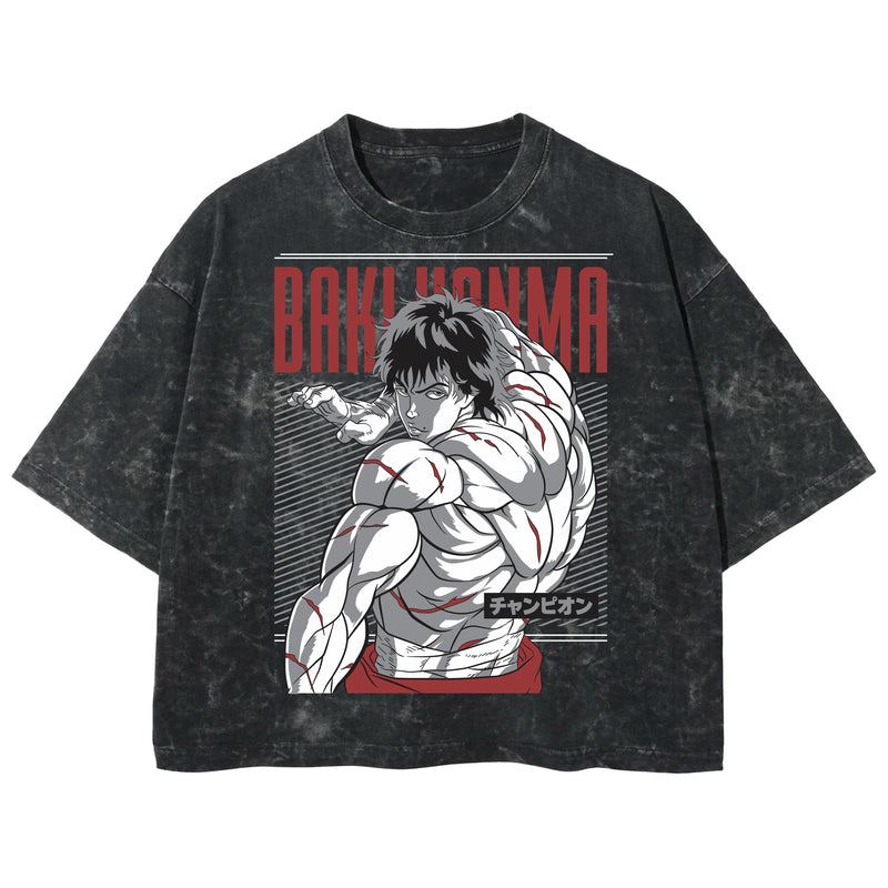 Playera streetwear premium de anime y gaming ExtraLife MX, corte boxy deluxe mineral wash heavyweight en color Acid Wash, moda urbana mexicana de culto.