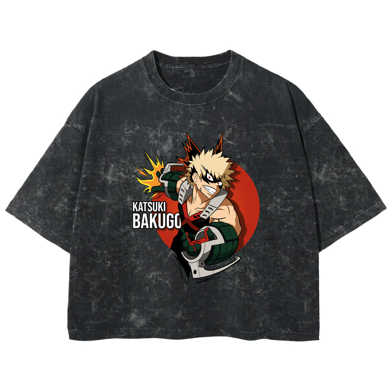 Playera streetwear premium de anime y gaming ExtraLife MX, corte boxy deluxe mineral wash heavyweight en color Acid Wash, moda urbana mexicana de culto.